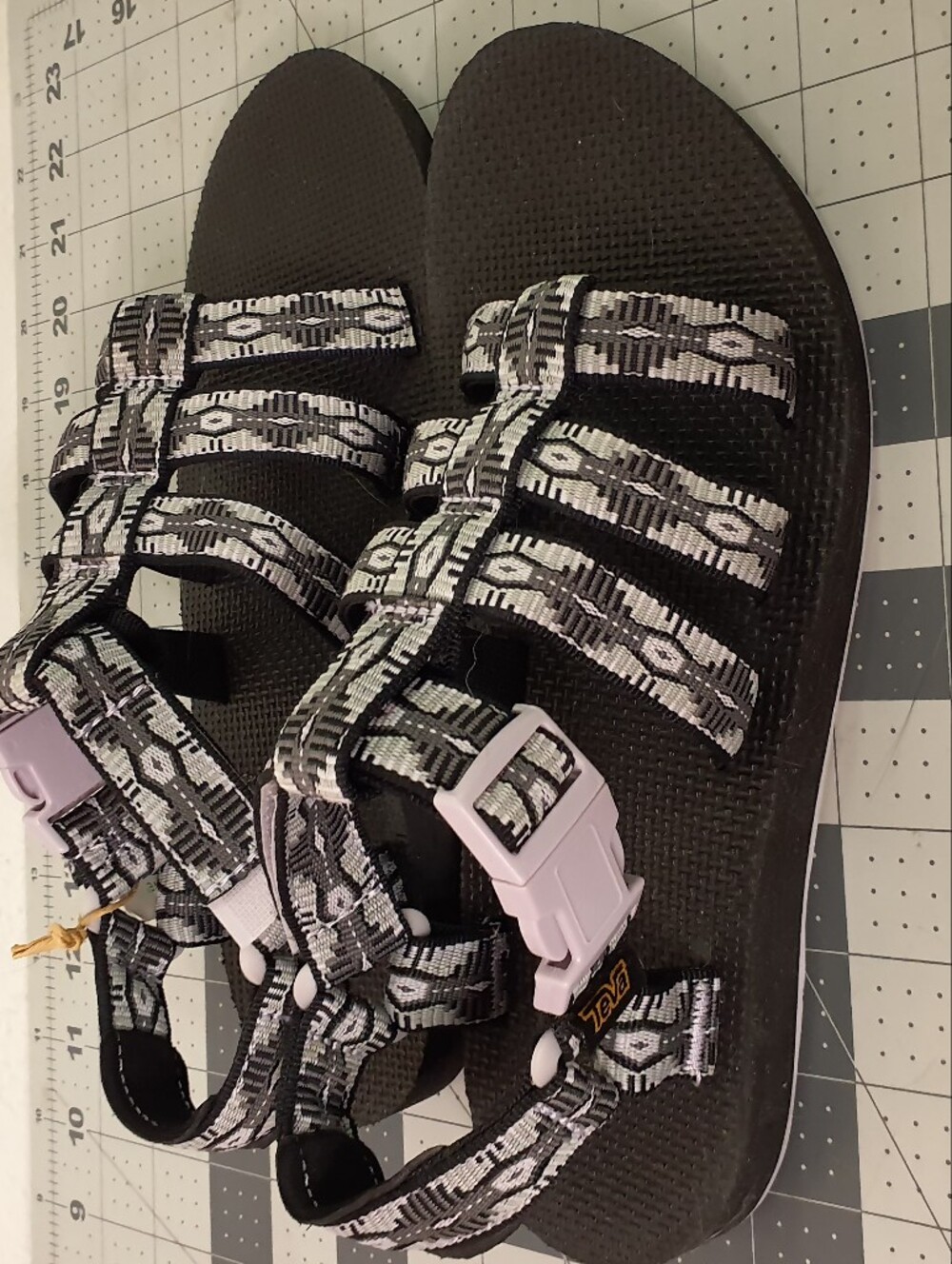 Teva Black & Light Pink Patterned Strappy Sandals